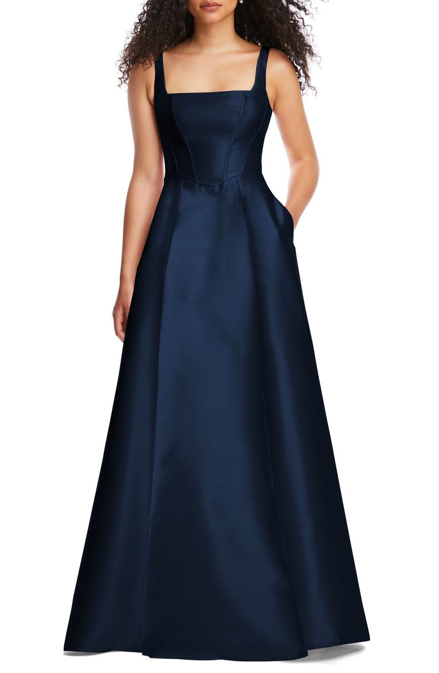 Alfred Sung Corset Satin Gown Midnight - 0